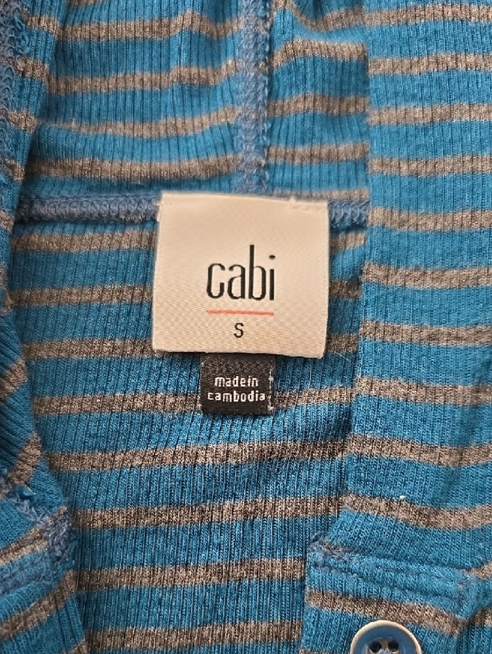 CAbi Riff Teal Hooded Henley Knit Top - Picture 2 of 5